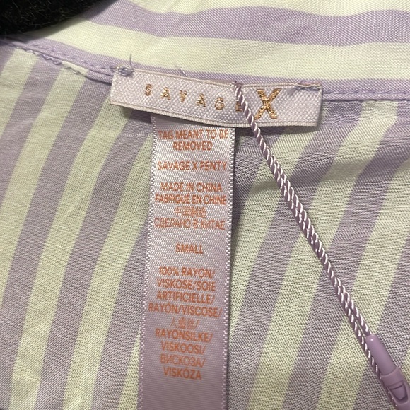 NWT Savage X Fenty Coastal Stripe Woven Voile Long Sleeve Sleep Shirt - Picture 6 of 7